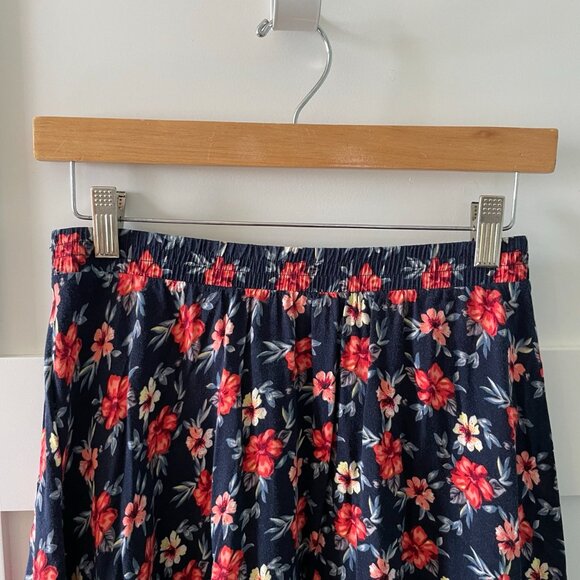 Hollister Long Floral Navy and Red Skirt - Picture 2 of 6